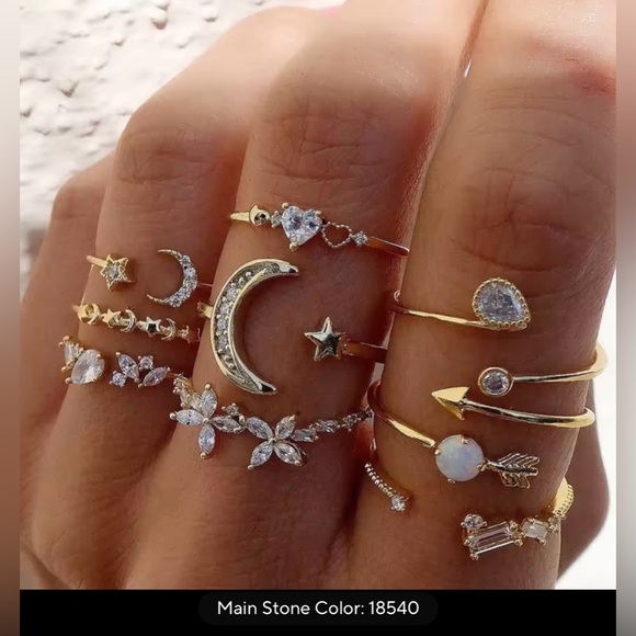 Jewelry | Trendy Gold And Crystal Ring Set | Poshmark